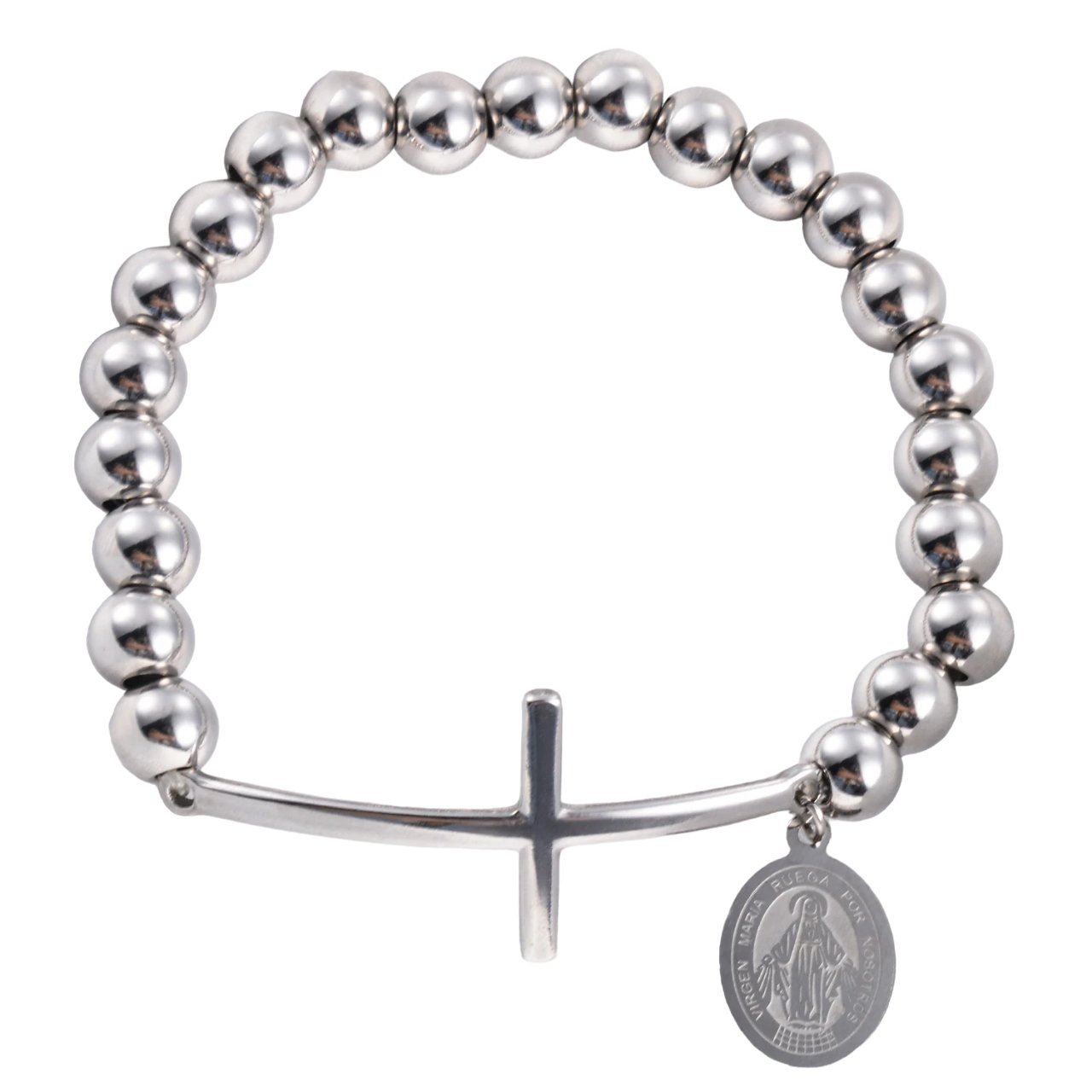 Pulseira Religiosa em Aço inoxidável com Pingente Cruz e Jesus Cristo - TechnoLoja