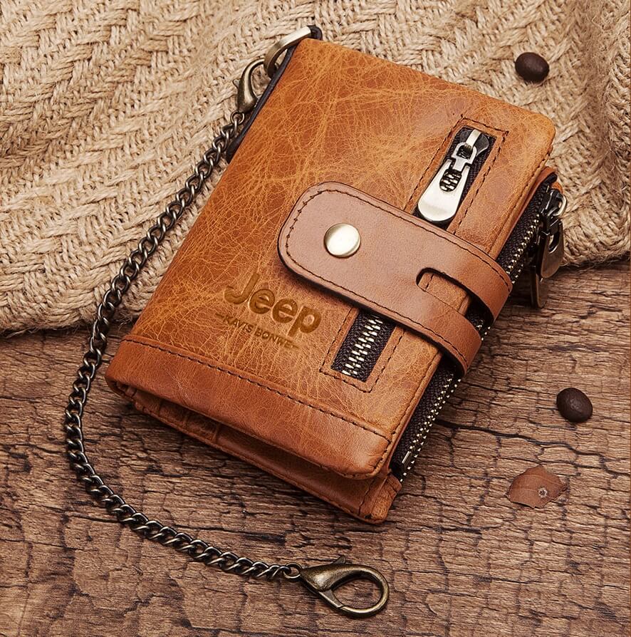 Carteira JEEP de Couro Antifurto com Zíper - Frete Grátis - TechnoLoja