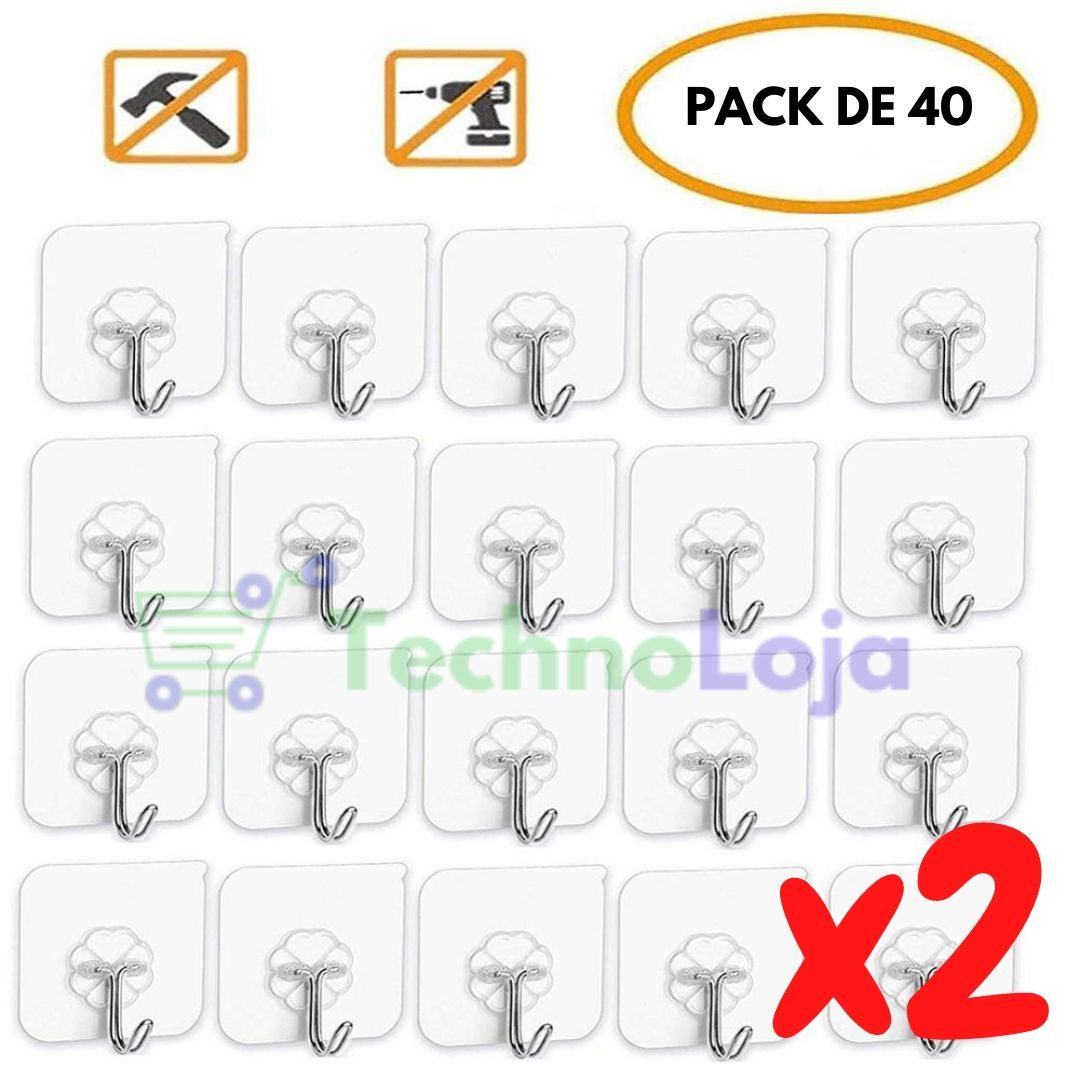 Ganchos Adesivos de Parede - Kits com 20/40 UNIDADES - TechnoLoja