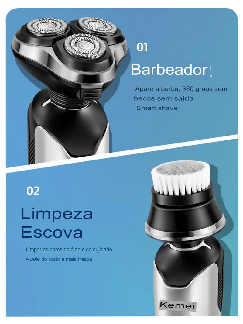 Barbeador Masculino Elétrico - 4 Em 1 Flutuante 3D - TechnoLoja