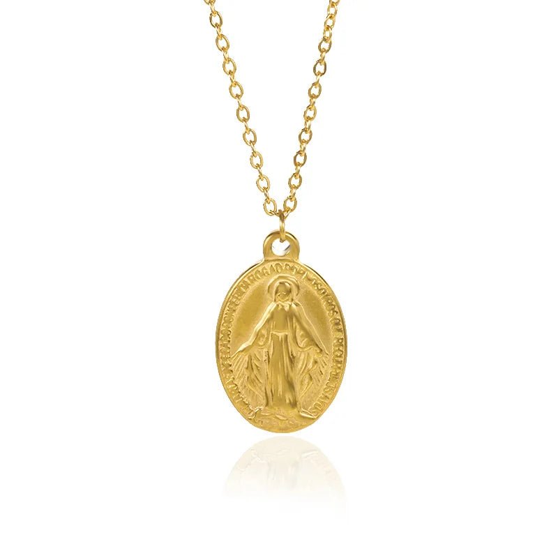 Colar com Medalha em Aço Inoxidável - Nossa Senhora - TechnoLoja