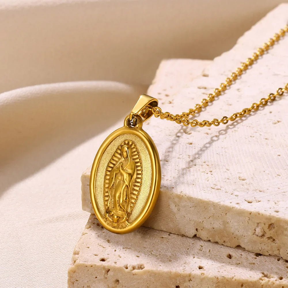 Colar Feminino em Aço inoxidável com Pingentes Virgem Maria - TechnoLoja