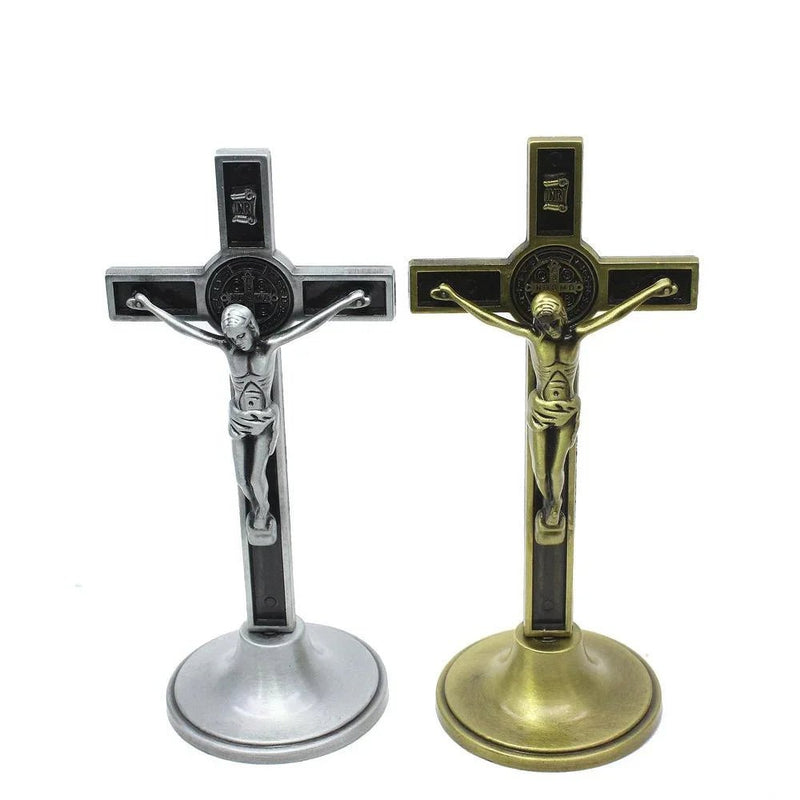 Crucifixo de Estante em aço inoxidável Jesus Cristo - TechnoLoja