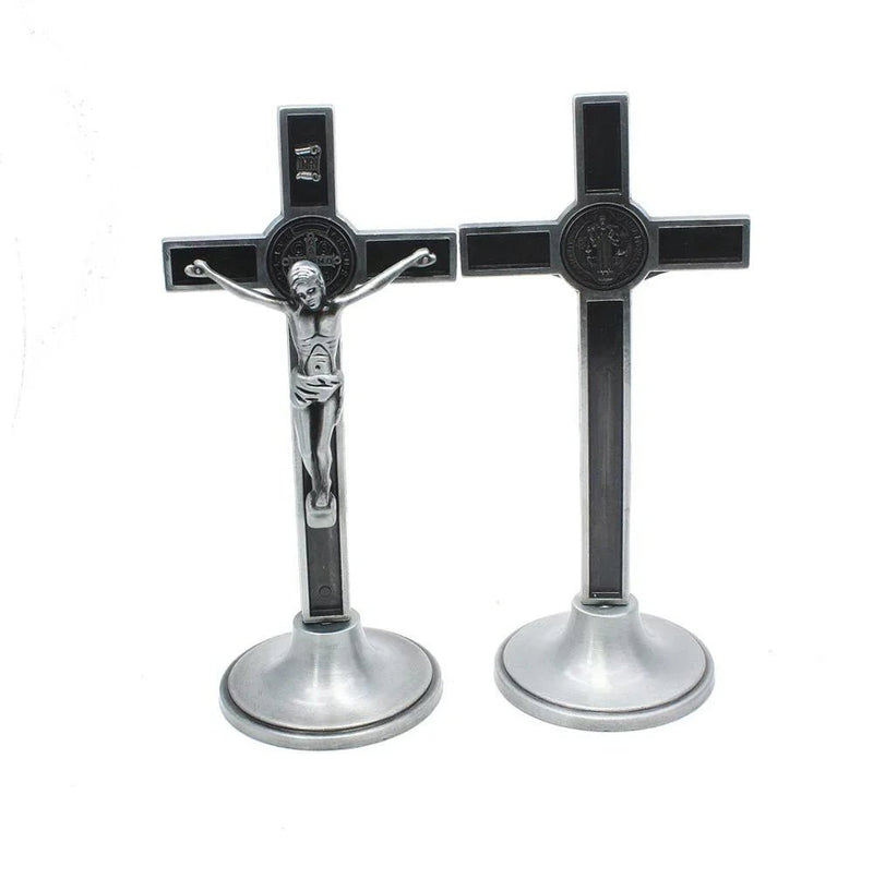 Crucifixo de Estante em aço inoxidável Jesus Cristo - TechnoLoja