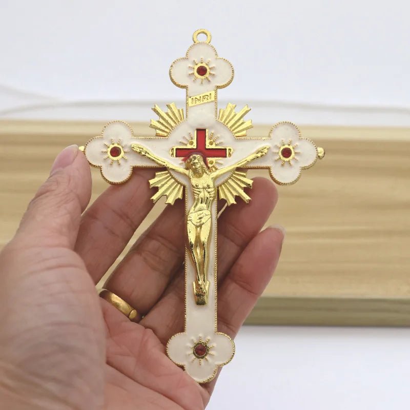 Crucifixo para Decoração em Aço inoxidável Jesus Cristo - TechnoLoja