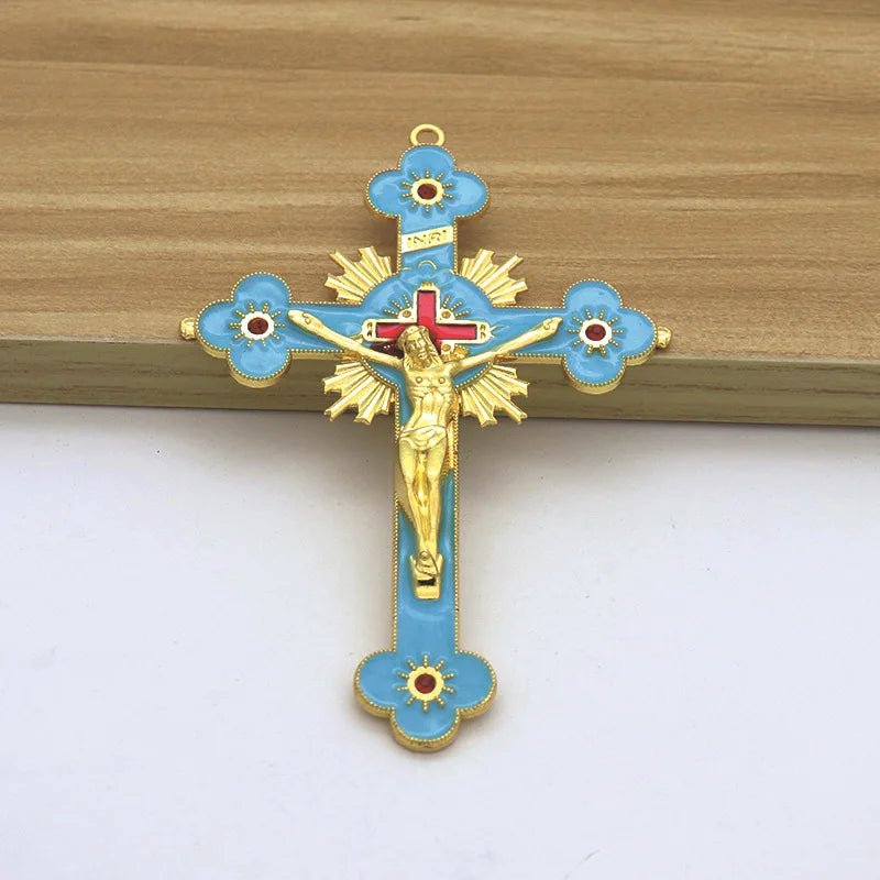 Crucifixo para Decoração em Aço inoxidável Jesus Cristo - TechnoLoja