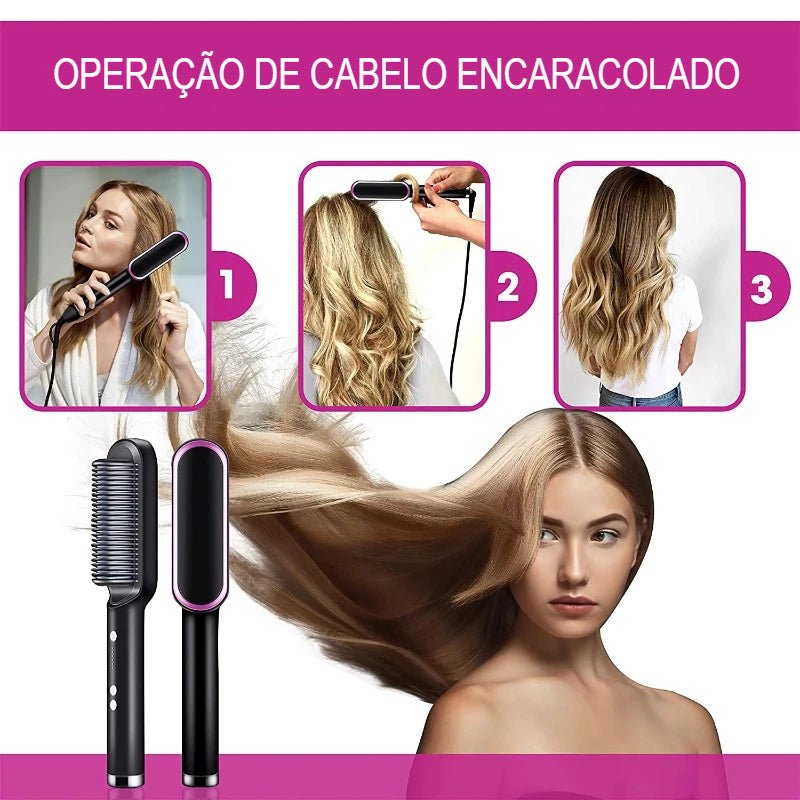 Escova Alisadora - 2 em 1 Hair Step - TechnoLoja