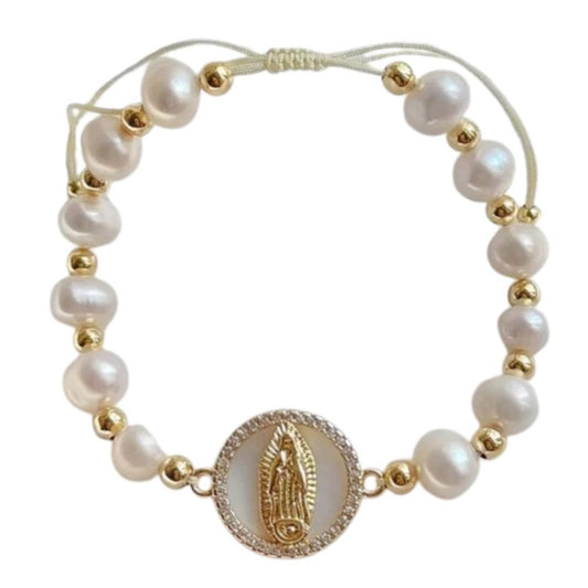 Pulseira de Pérolas com Amuleto - Nossa Senhora - TechnoLoja