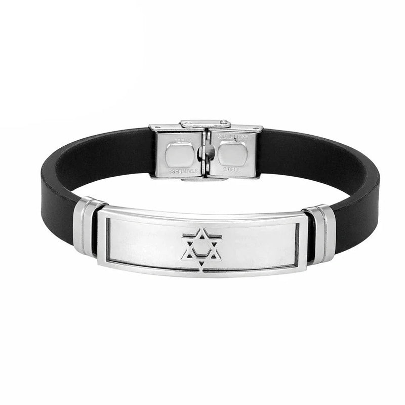 Pulseira Masculina Cristã em Aço inoxidável com Estrela de David - TechnoLoja