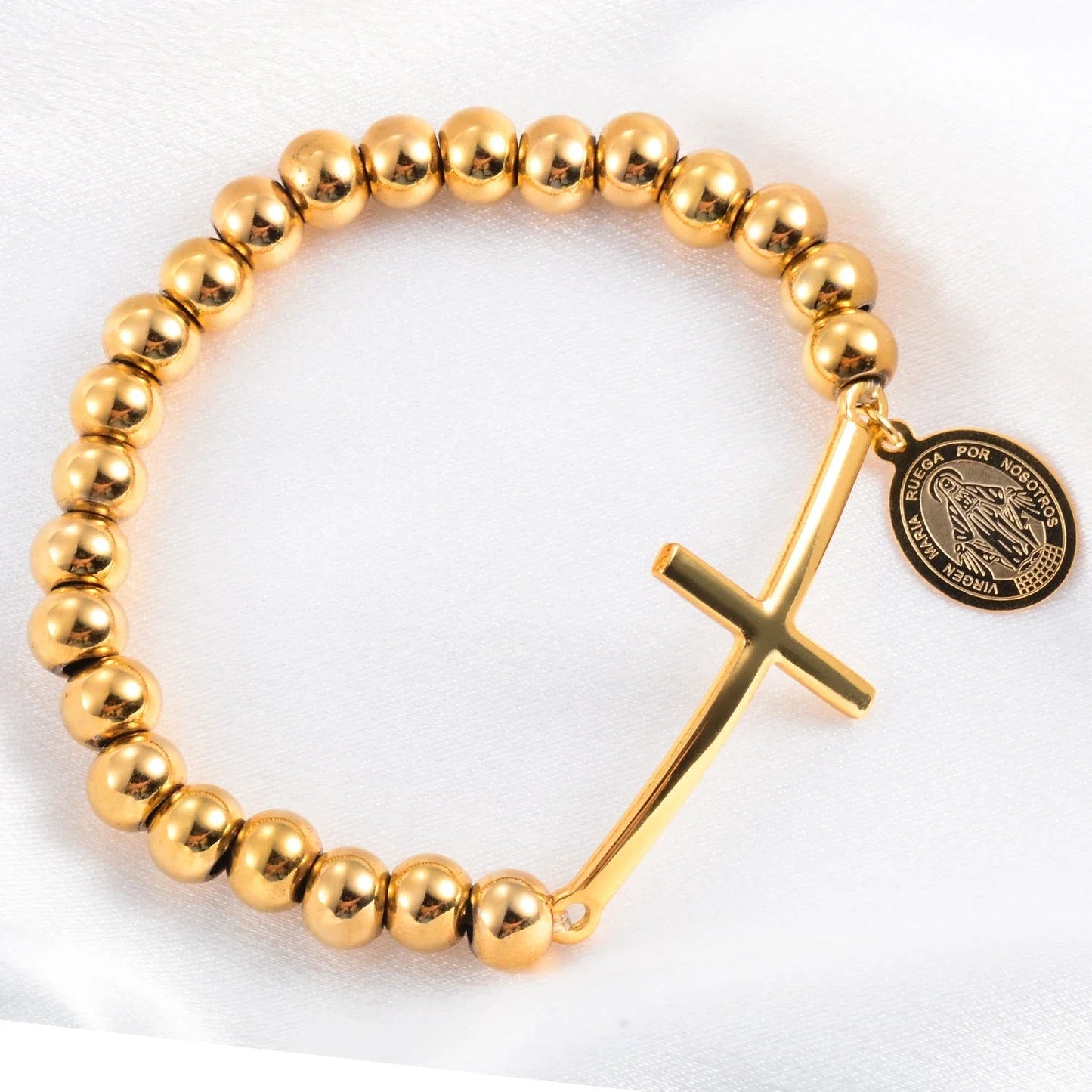 Pulseira Religiosa em Aço inoxidável com Pingente Cruz e Jesus Cristo - TechnoLoja