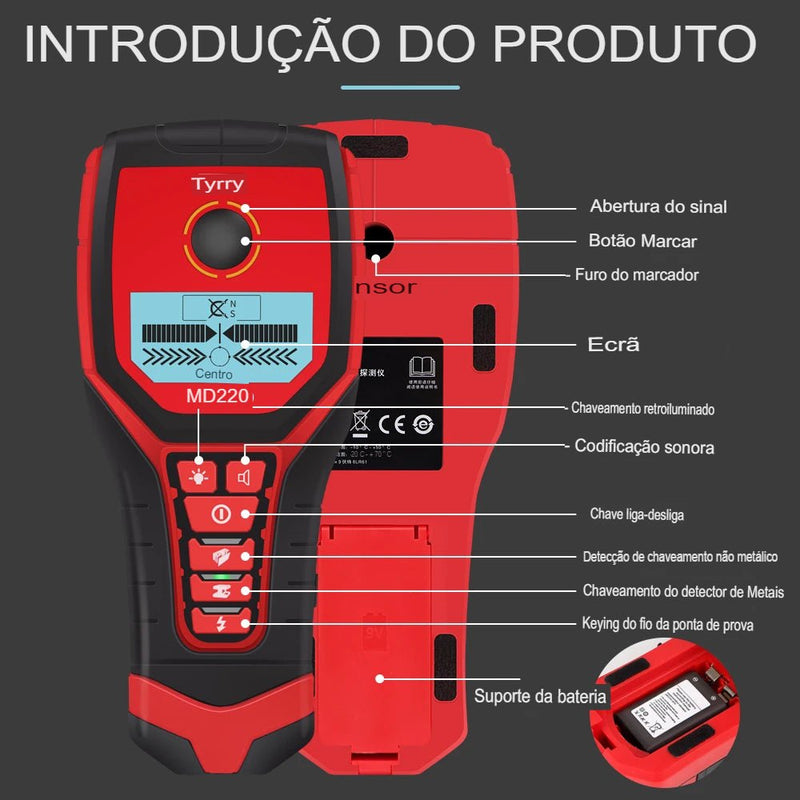 Scanner de Parede Detector de Tubo - Stud Finder - TechnoLoja