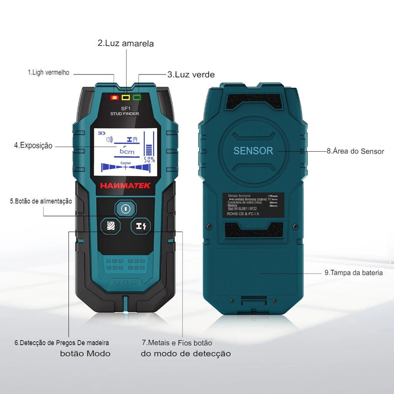 Scanner de Parede Detector de Tubo - Wood Studs - TechnoLoja