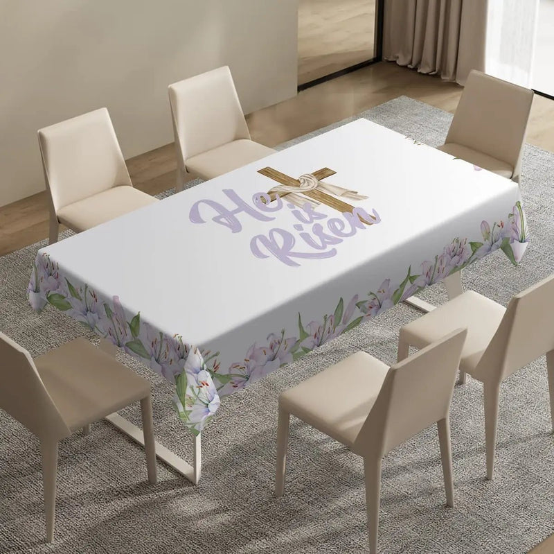 Toalha De Mesa Impermeável Religiosa com Frase Inglês ele Ressuscitou - TechnoLoja