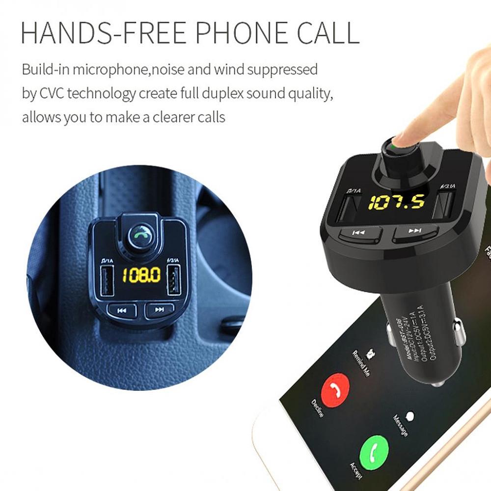 Adaptador Transmissor FM Sem Fio Bluetooth para Carro - TechnoLoja