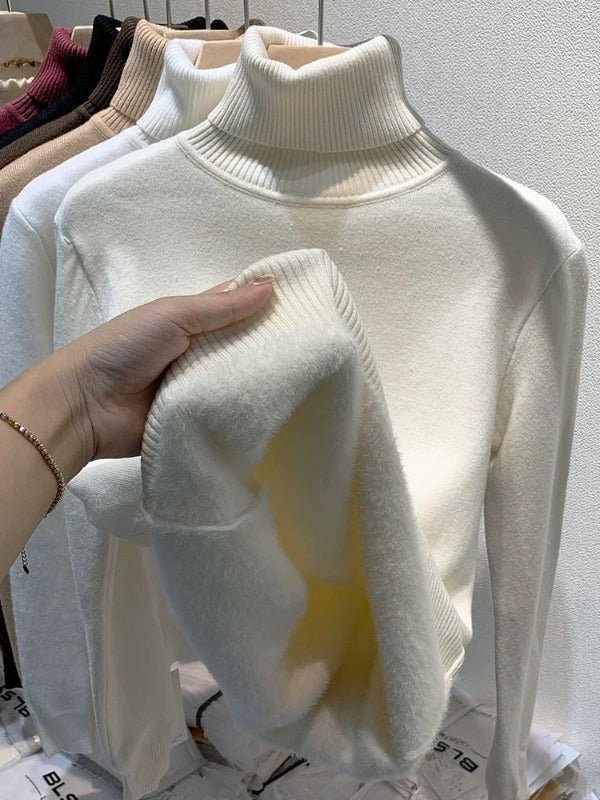 Blusa Cacharrel Forrada Feminina Gola Alta Manga Longa Suéter de Inverno - Frete Grátis - TechnoLoja