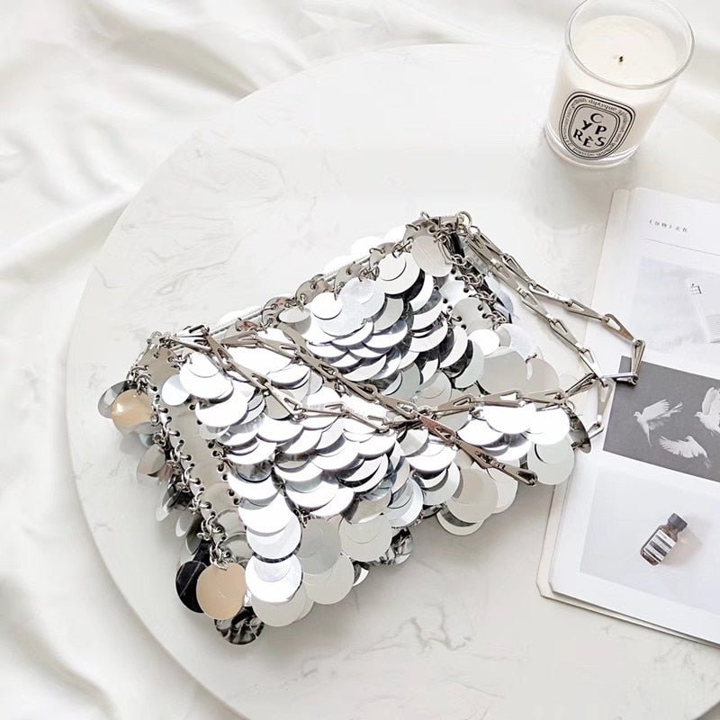 Bolsa Brilho Paetês Prateada - Frete Grátis - TechnoLoja