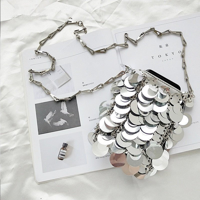 Bolsa Brilho Paetês Prateada - Frete Grátis - TechnoLoja