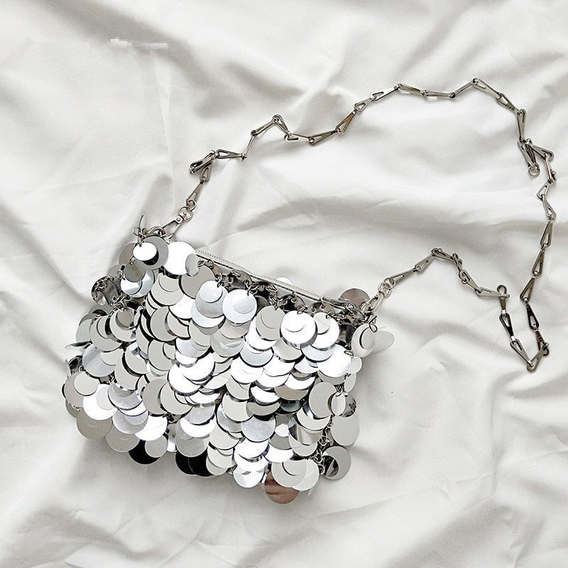 Bolsa Brilho Paetês Prateada - Frete Grátis - TechnoLoja