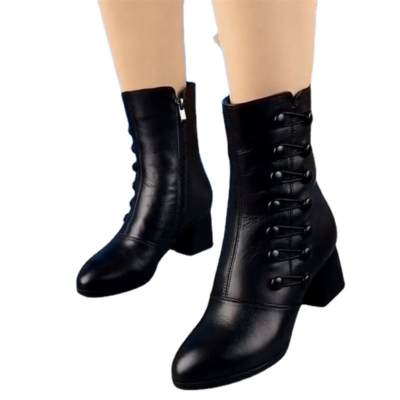 Bota Italiana Feminina de Couro Cano Curto - Frete Grátis - TechnoLoja