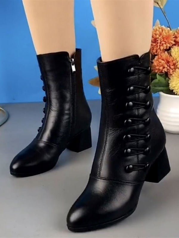 Bota Italiana Feminina de Couro Cano Curto - Frete Grátis - TechnoLoja