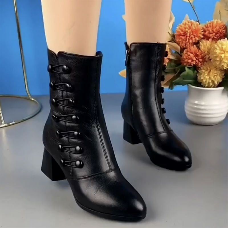 Bota Italiana Feminina de Couro Cano Curto - Frete Grátis - TechnoLoja