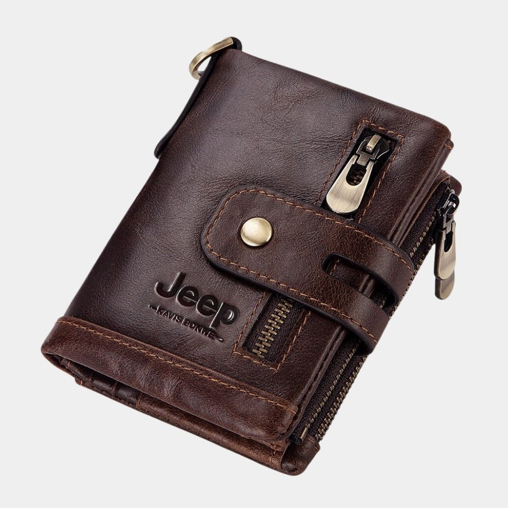 Carteira JEEP de Couro Antifurto com Zíper - Frete Grátis - TechnoLoja