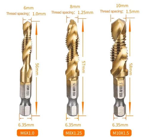 Kit 6 Brocas (2 em 1) - Fura e cria rosca - Titan Force - TechnoLoja