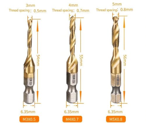 Kit 6 Brocas (2 em 1) - Fura e cria rosca - Titan Force - TechnoLoja