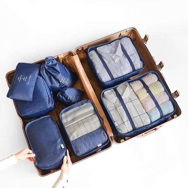 Kit 8 Peças Necessaire Organizadora Mala Viagem - TechnoLoja