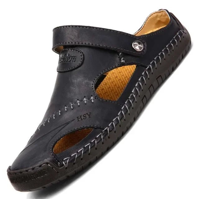 LeatherComfort™ - Sandálias Masculinas Ultra-Confortáveis de Couro Genuíno - TechnoLoja