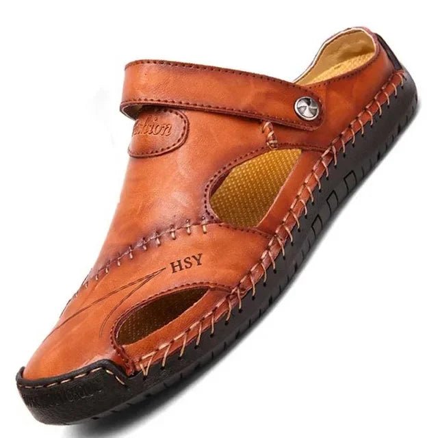 LeatherComfort™ - Sandálias Masculinas Ultra-Confortáveis de Couro Genuíno - TechnoLoja