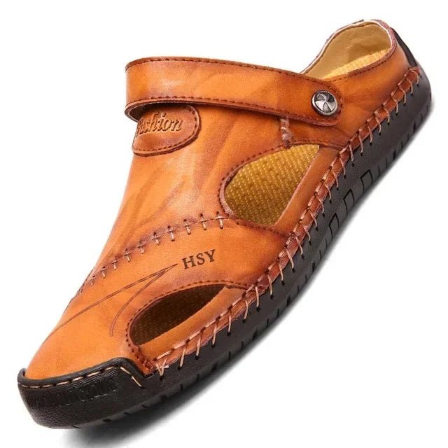 LeatherComfort™ - Sandálias Masculinas Ultra-Confortáveis de Couro Genuíno - TechnoLoja