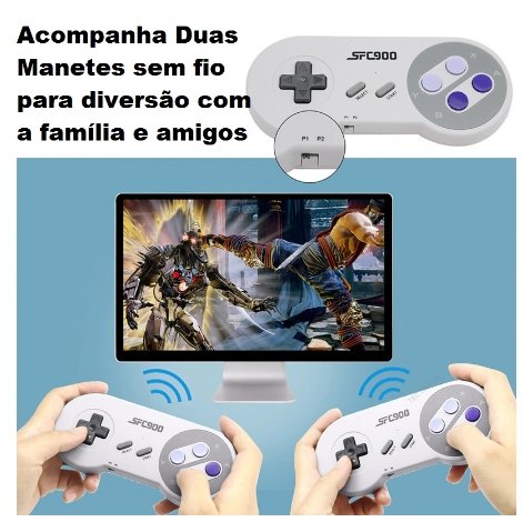 Nintendo Retrô com 1500 jogos nostálgicos + Dois Controles - TechnoLoja