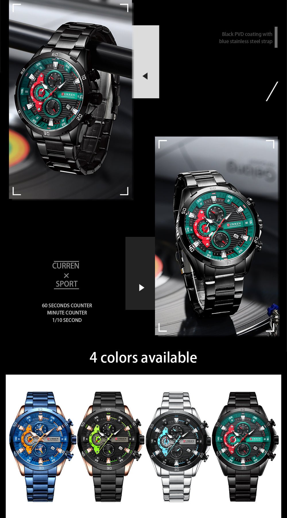 RELÓGIO CURREN SPORTS VEGAS - 45% OFF - GARANTIA DE 1 ANO - PRODUTO ORIGINAL. - TechnoLoja