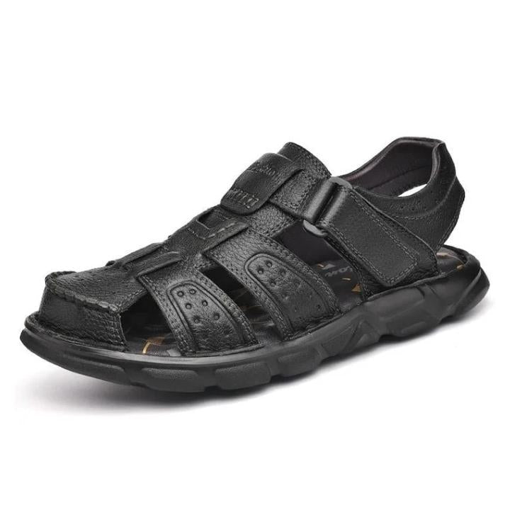 Sandália de Couro Masculina Anti Stress com Velcro - Frete Grátis - TechnoLoja