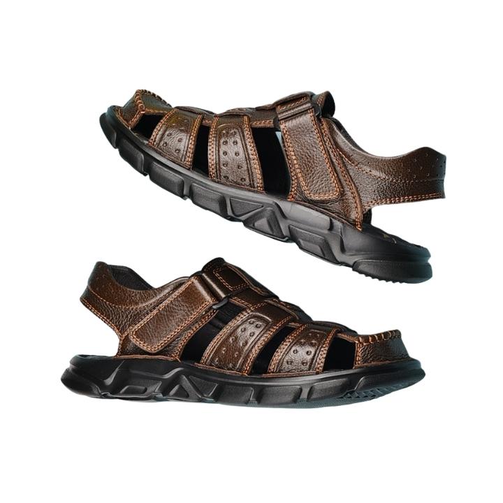 Sandália de Couro Masculina Anti Stress com Velcro - Frete Grátis - TechnoLoja