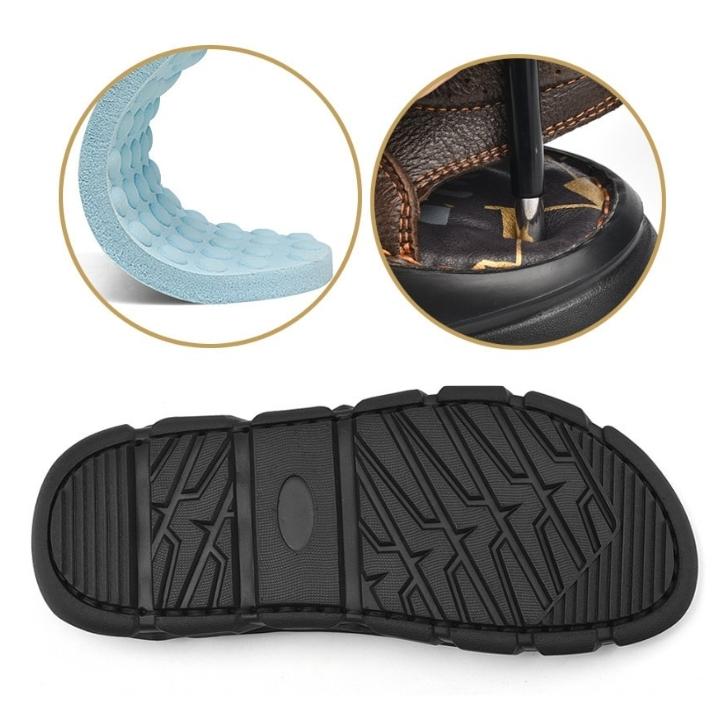 Sandália de Couro Masculina Anti Stress com Velcro - Frete Grátis - TechnoLoja