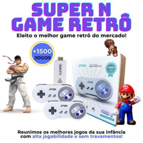 Super N Game Retrô com 1500 jogos nostálgicos + 2 Controles - TechnoLoja